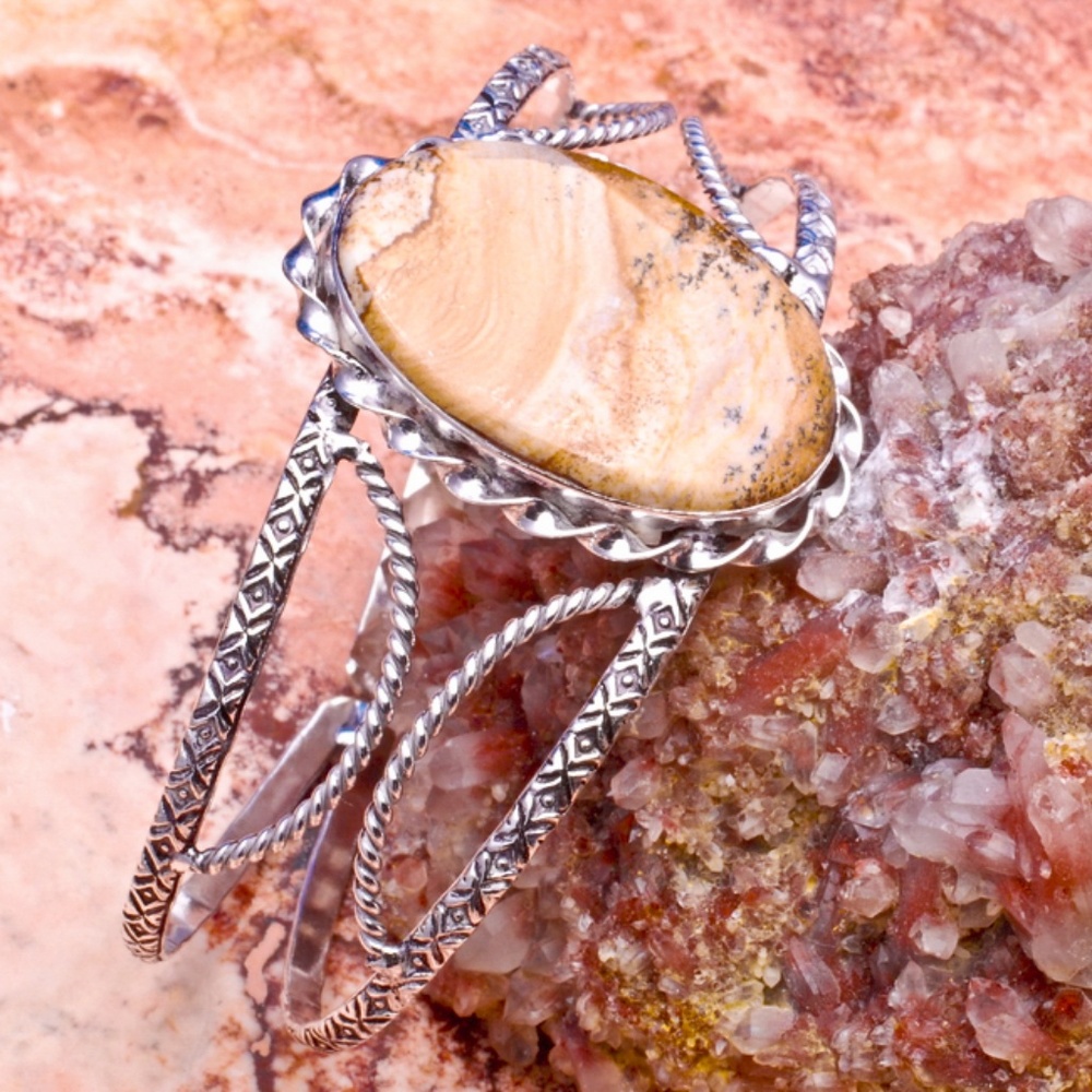 Picture Jasper cuff bracelet 8"-10" (J279)